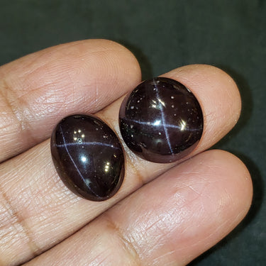 2Pcs Natural Star Garnet Cabochons LOT. Sizes are 15x11mm and 14mm